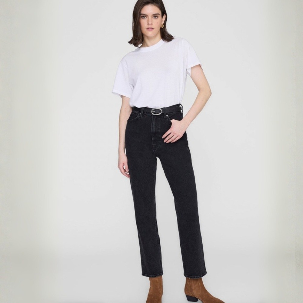 Anine Bing Jane Jean in Vintage Black High Rise Straight Leg Size 28